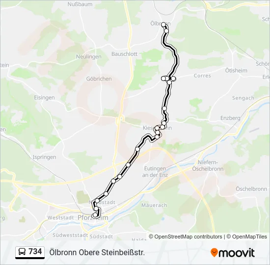 734 Bus Line Map