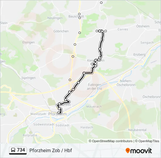 734 Bus Line Map