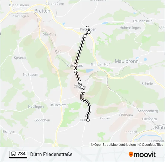 734 Bus Line Map