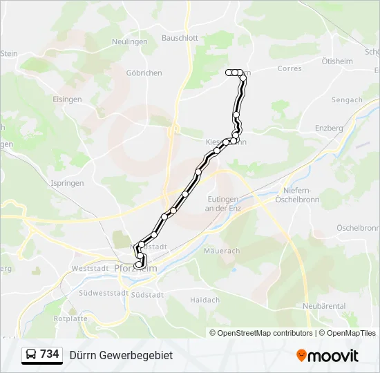 734 Bus Line Map