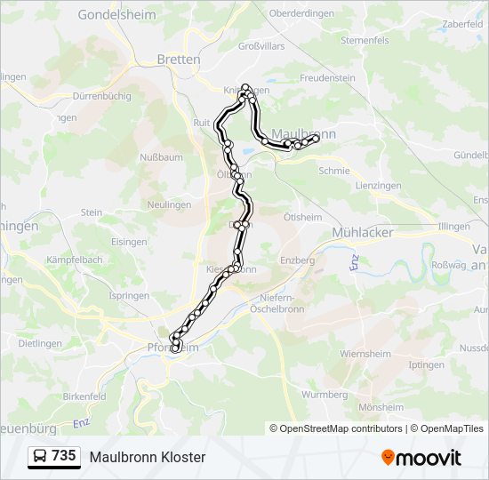 Автобус 735: карта маршрута