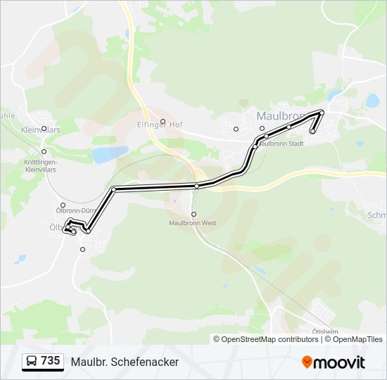 Автобус 735: карта маршрута