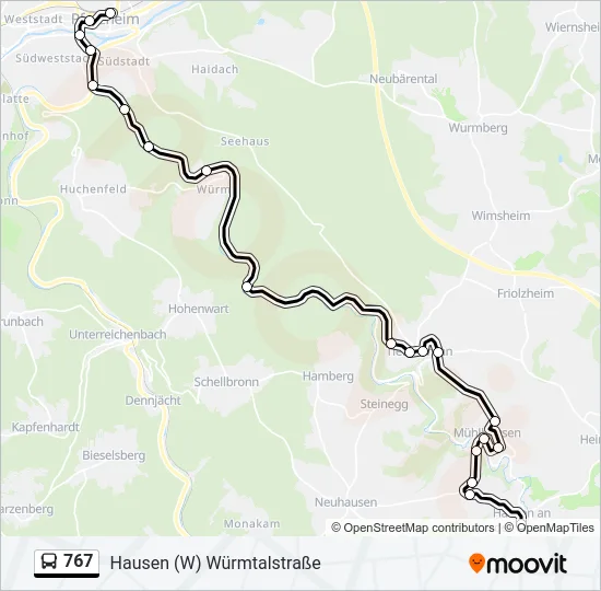 767 Bus Line Map