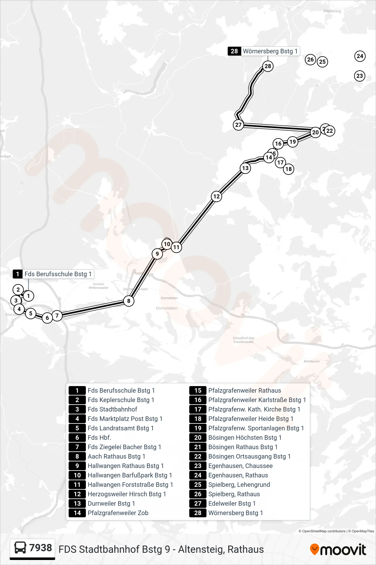 7938 bus Line (Wörnersberg) route and stops on a map