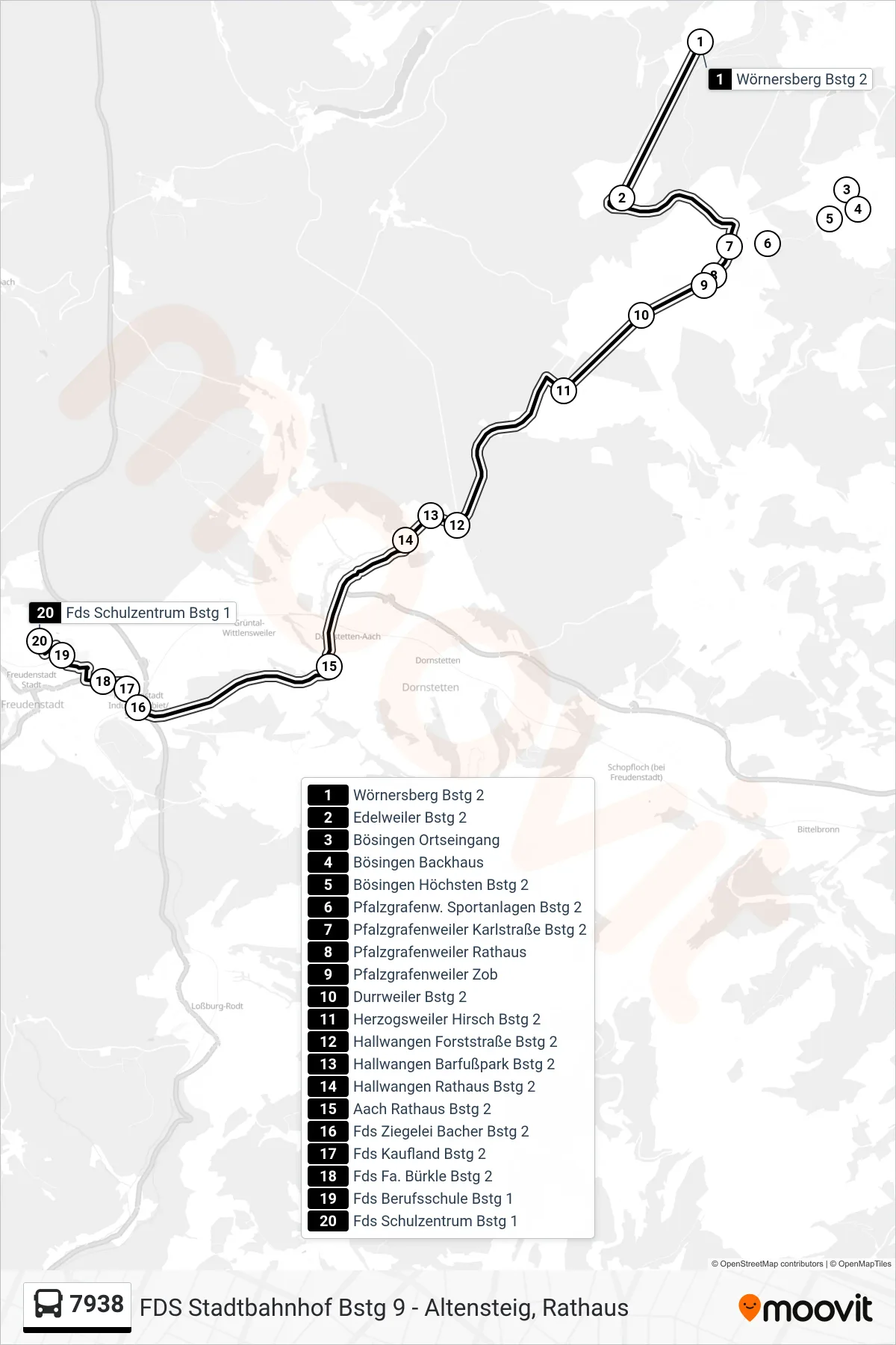Linie 7938 (Bus) Richtung Fds Schulzentrum: Route und Haltestellen auf der Karte