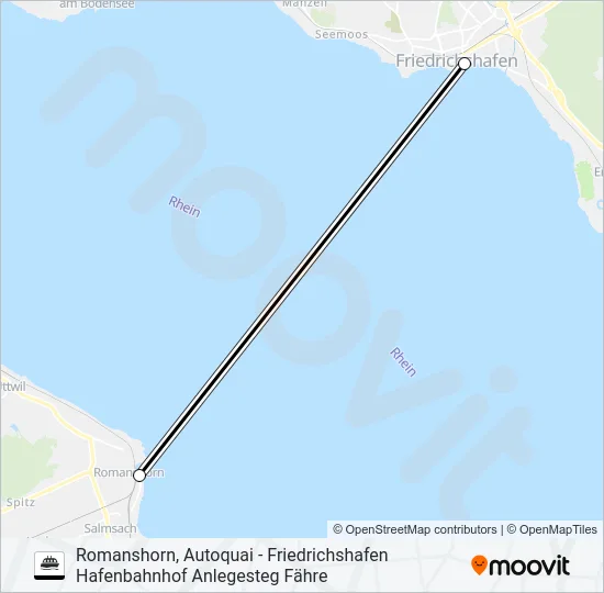 Паром ROMANSHORN, AUTOQUAI - FRIEDRICHSHAFEN HAFENBAHNHOF ANLEGESTEG FÄHRE: карта маршрута