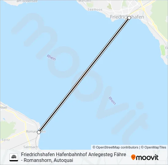 Паром FRIEDRICHSHAFEN HAFENBAHNHOF ANLEGESTEG FÄHRE - ROMANSHORN, AUTOQUAI: карта маршрута