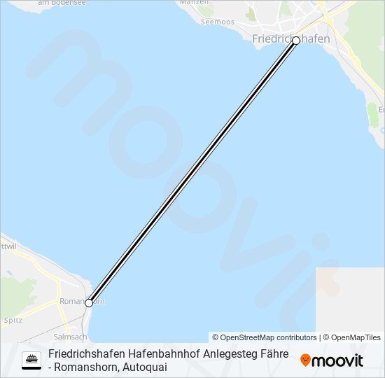 FRIEDRICHSHAFEN HAFENBAHNHOF ANLEGESTEG FÄHRE - ROMANSHORN, AUTOQUAI ferry Line Map