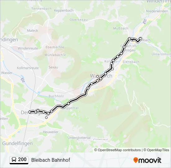 200 Bus Line Map