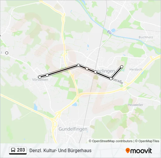 203 Bus Line Map