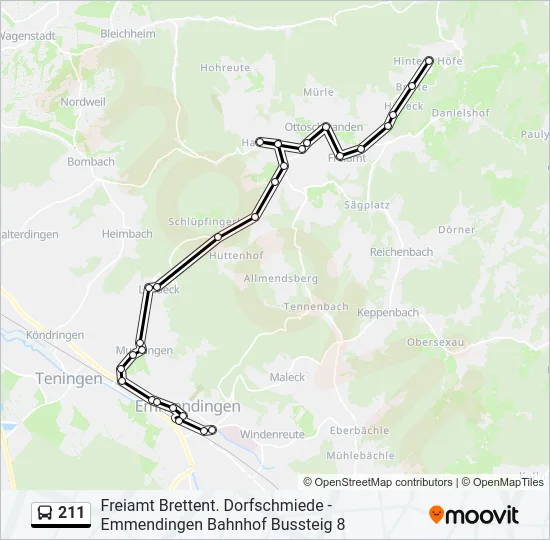 211 Bus Line Map