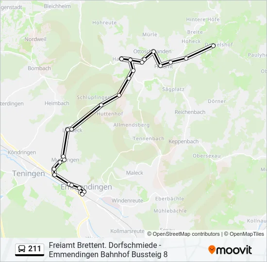 211 Bus Line Map