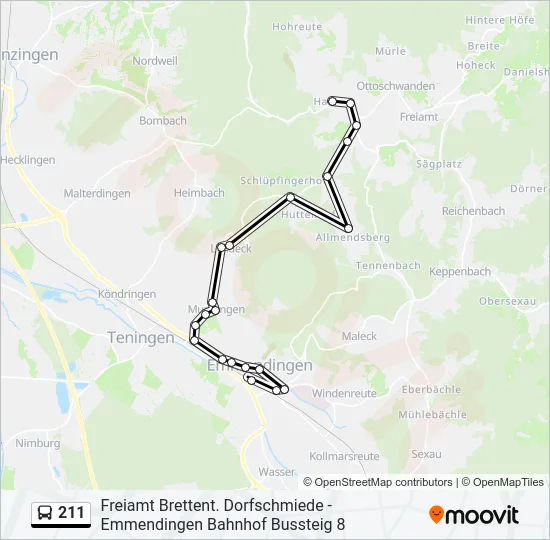 211 Bus Line Map
