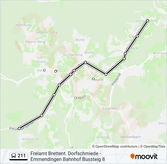 211 Bus Line Map