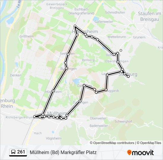 Автобус 261: карта маршрута