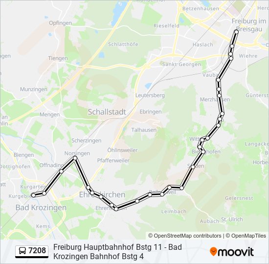 Автобус 7208: карта маршрута