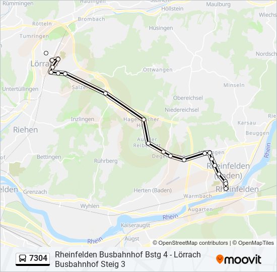 Автобус 7304: карта маршрута