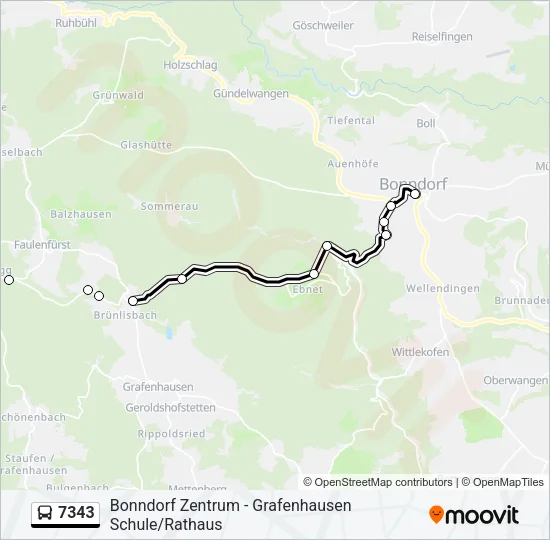 7343 Bus Line Map