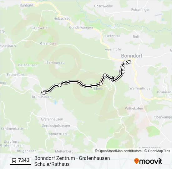 7343 Bus Line Map