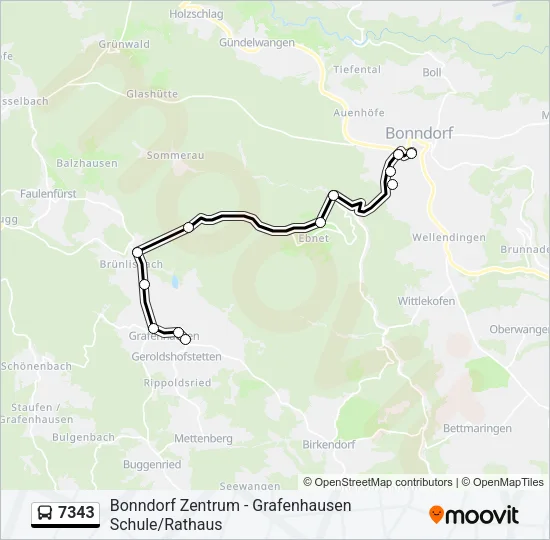 7343 Bus Line Map