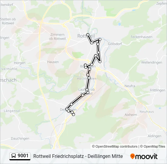 9001 Bus Line Map