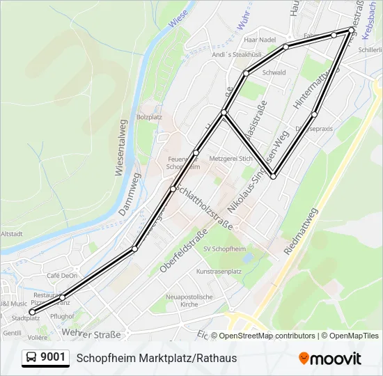 9001 Bus Line Map