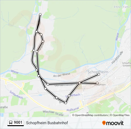 9001 Bus Line Map