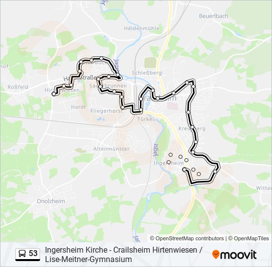 Buslinie 53 Karte