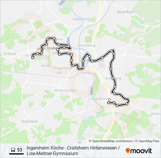 Buslinie 53 Karte