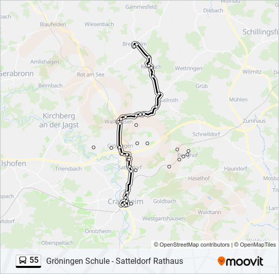 55 bus Line Map