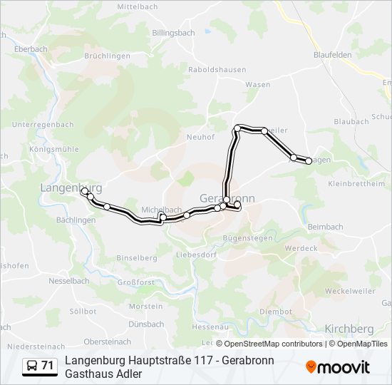 71 bus Line Map