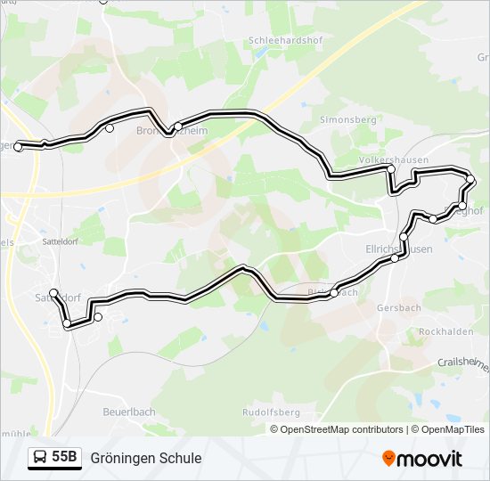  55B: карта маршрута