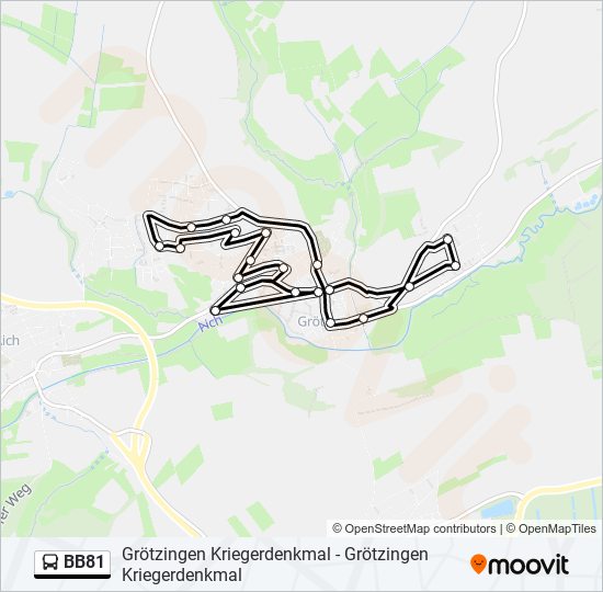 Автобус BB81: карта маршрута