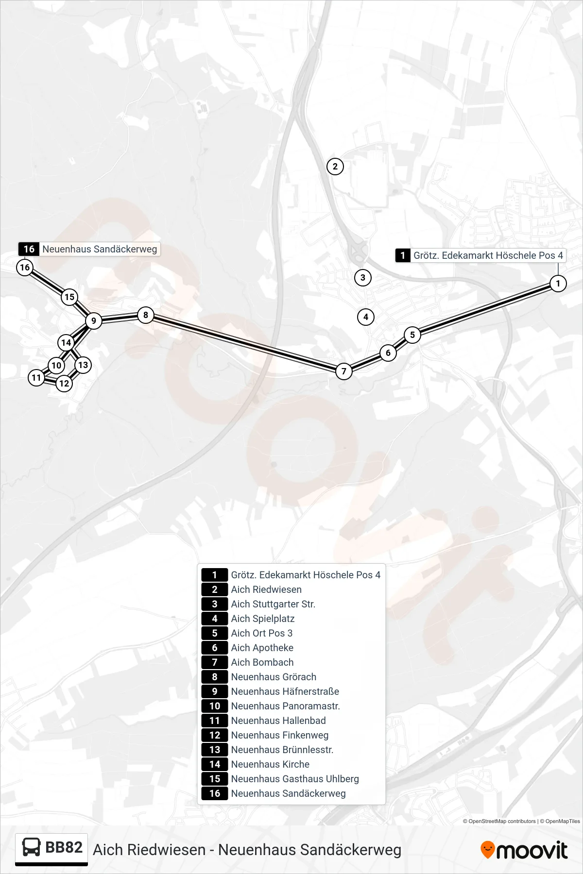 Linie BB82 (Bus) Richtung Neuenhaus Sandäckerweg: Route und Haltestellen auf der Karte