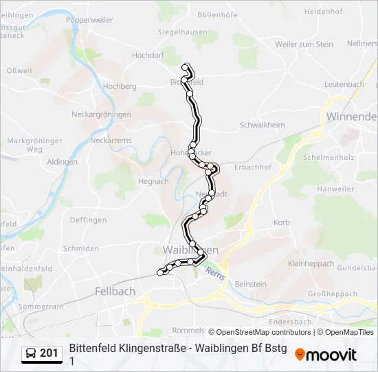 201 Bus Line Map