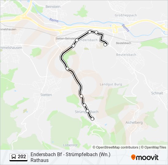 Buslinie 202 Karte