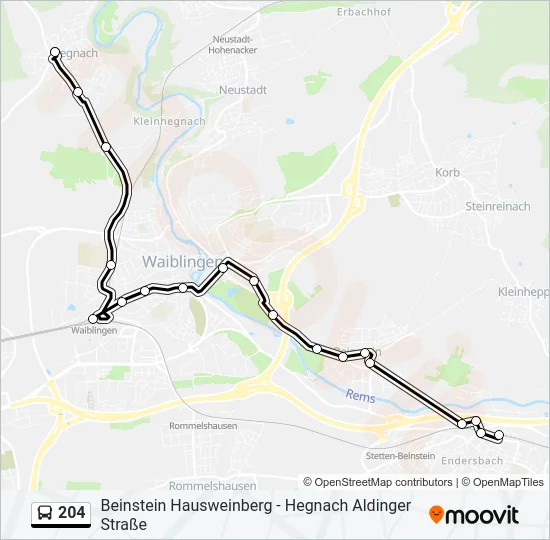 204 Bus Line Map
