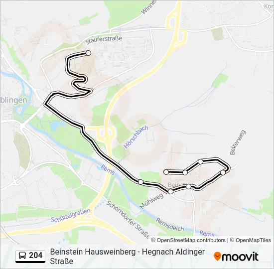 204 Bus Line Map
