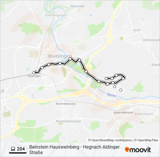 204 Bus Line Map