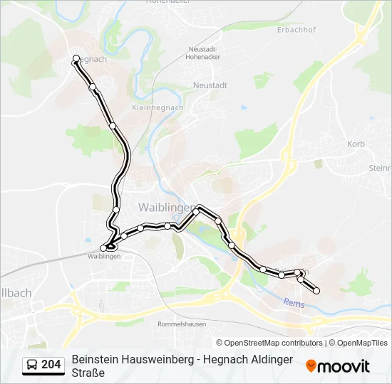 204 Bus Line Map