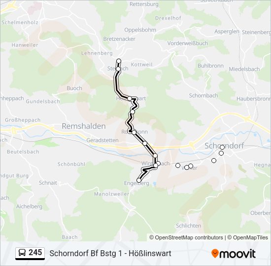 Bus 245: карта маршрута