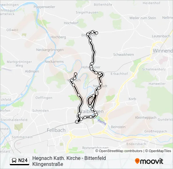 N24 Bus Line Map