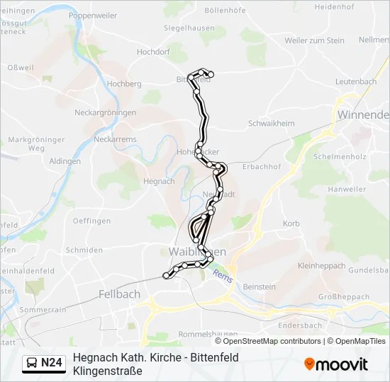 N24 Bus Line Map