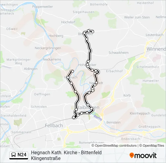 N24 Bus Line Map