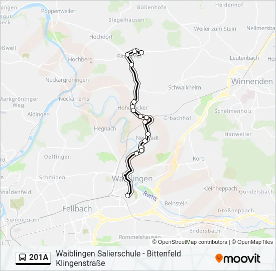 201A Bus Line Map