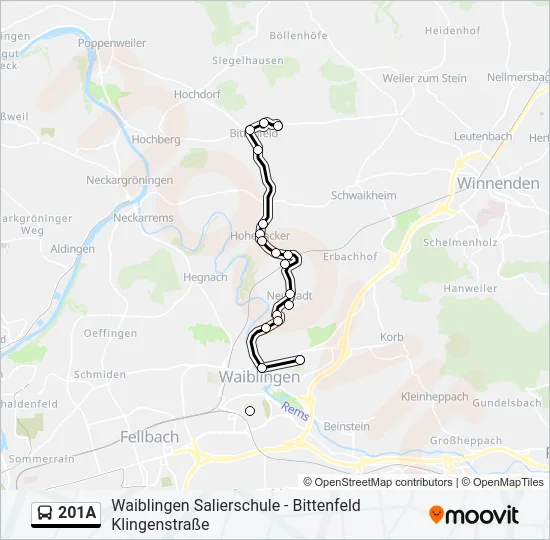 201A Bus Line Map