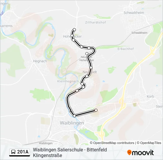 201A Bus Line Map