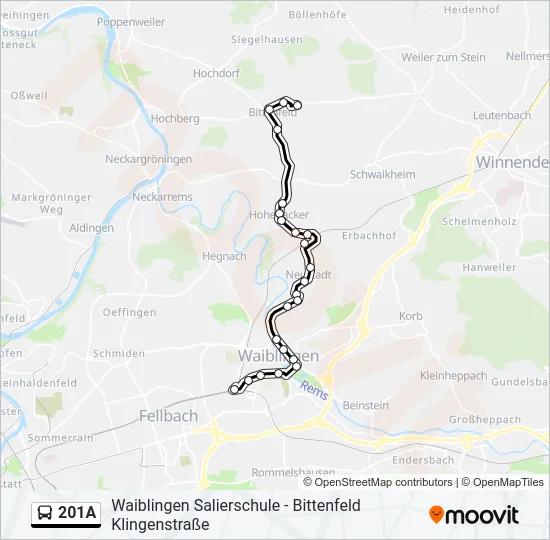 201A Bus Line Map