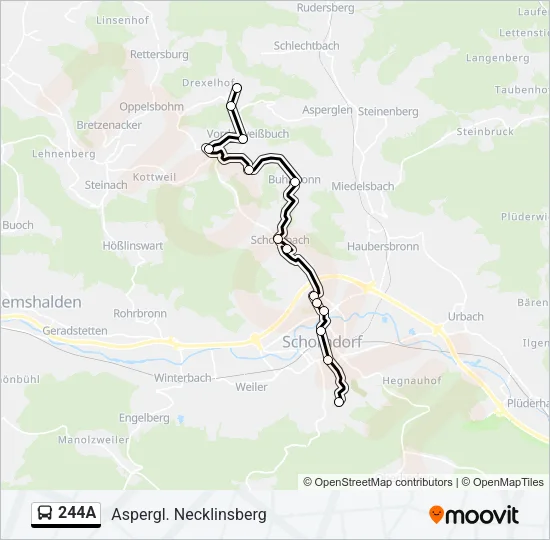 244A Bus Line Map