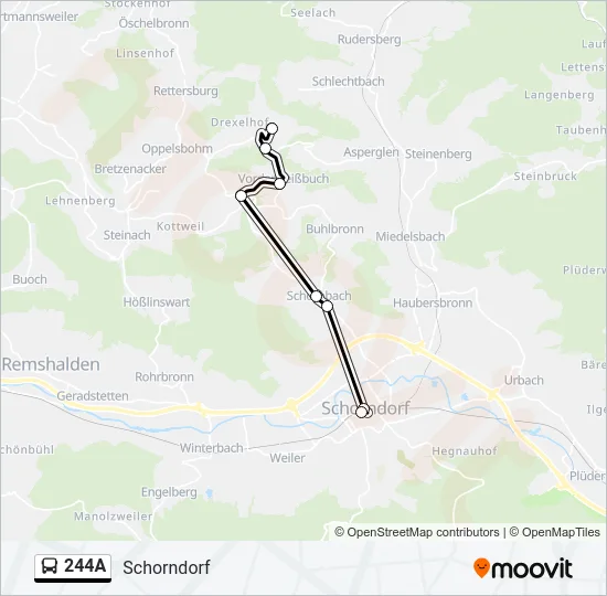 244A Bus Line Map